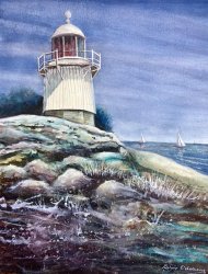 2023-08 Leuchtturm Tärnö Fyr in den Schwedischen Schären